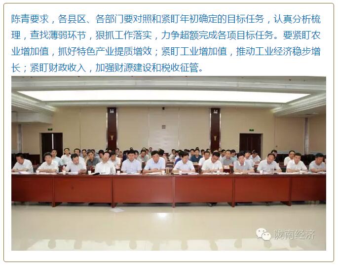 陳青在市政府全體會議上強(qiáng)調(diào)：緊盯一個(gè)目標(biāo)抓好九大任務(wù)落實(shí)強(qiáng)化三項(xiàng)保障，確保全市經(jīng)濟(jì)社會持續(xù)快速發(fā)展